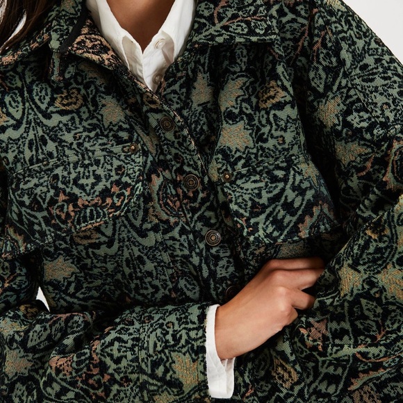 Free People We The Free Tapestry Fog Jacquard Shirt Jacket - Picture 6 of 8